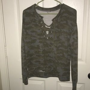 Mudd Camo with Laced Neckline